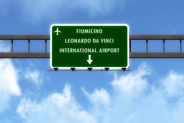 Cartel que indica el camino al aeropuerto